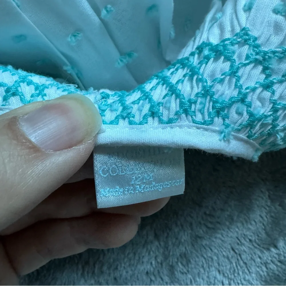 NWT Edgehill Collection Baby Bubble Romper   12M White Aqua